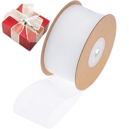 25 Meter weißes Organza -Band, Chiffon -Geschenkverpackungsband für Hochzeits Weihnachtskunsthandwerk, Blumensträuße und Bogenherstellung (1 Bündel) von Hperu