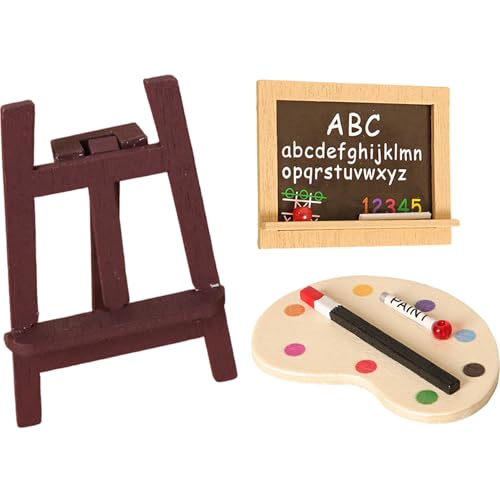 3pcs Miniaturpuppenhauszubehör, Naturholzmalwerkzeugwerkzeug Set DIY -Staffelei Ölgemälde für Doll House Dekoration 3pcs Miniaturpuppenhauszubehör, Naturholzmalwerkzeugwerkzeug Set DIY -Staffelei Ölgemälde für Doll House Dekoration von Hperu