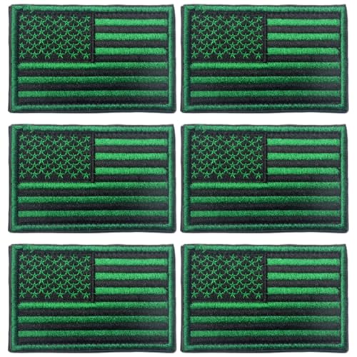 6PCS American Flag -Patches, 3.1x2 bestickter Stick am USA -Flaggen -Patch für Stoffrucksäcke, Hüte, Jacken und Taschen in Grün von Hperu