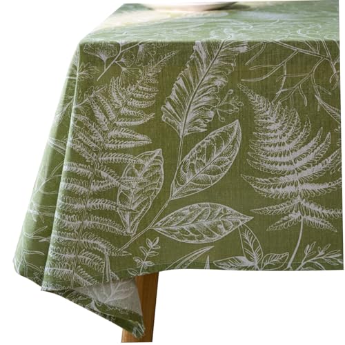 Grüne Blatt -Tischdecke 55x102 Zoll, mischter Stoff rechteckiger Feder -Feder -Tischabdeckung für Party -Picknick -Abendessen von Hperu