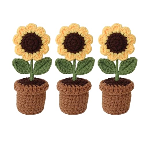 Häkeln Sonnenblume, 3pcs Häkelblumen künstliche Sonnenblumen -Topfpflanzen für Home Office Dashboard Dekoration, gestrickte niedliche Blumen, 5.51x1.97x2.36 Häkeln Sonnenblume, 3pcs Häkelblumen künstliche Sonnenblumen -Topfpflanzen für Home Office Dashboard Dekoration, gestrickte niedliche Blumen, 5.51x1.97x2.36 von Hperu