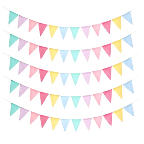 Hperu Bunte Wimfantflaggen Pastell Stoff Dreieck Flaggen Dekoratives Amme für Babyparty, großartiger Eröffnung, Abschluss, Geburtstagsfeier, 60 Prozent andere Feiertagszubehör von Hperu