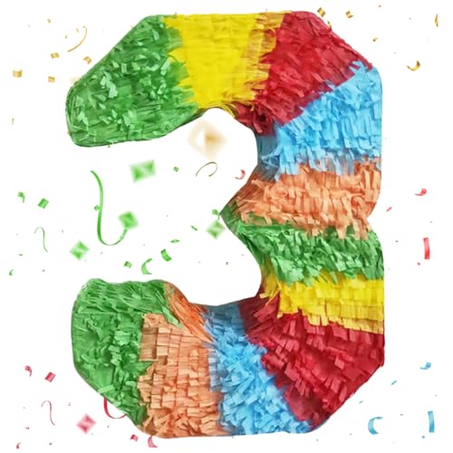 Hperu Rainbow, für Kinderpartys Regenbogen Nummer 3 19,7 Zoll groß leicht zu füllen für den 3. Geburtstag Jubiläum Feier Partydekoration von Hperu
