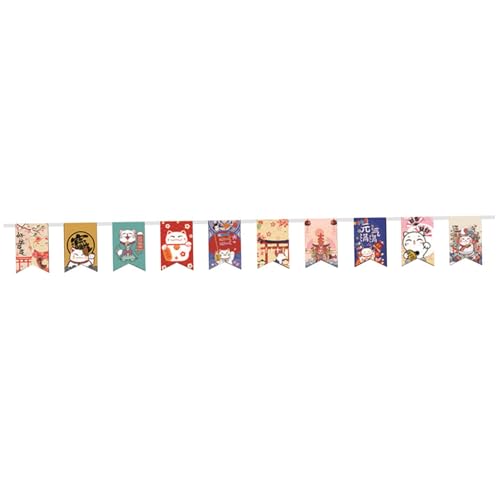 Japanisches Glückskatze Banner, 26ft Japanisches Wimpel Banner mit 20 verschiedenen Musterflaggen dekorativen Hängen für Izakaya, Restaurant, Zuhause, Party Japanisches Glückskatze Banner, 26ft Japanisches Wimpel Banner mit 20 verschiedenen Musterflaggen dekorativen Hängen für Izakaya, Restaurant, Zuhause, Party von Hperu