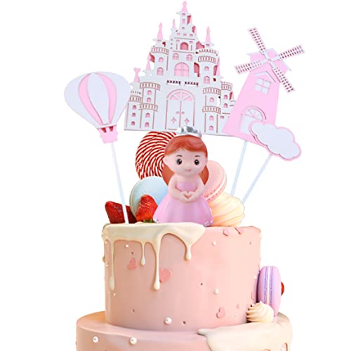 Prinzessin Cake Topper Alles Gute zum Geburtstag Schloss Kuchen -Dekoration Personalisierter Cupcake -Topper für Babypartyzubehör 5PCS Cupcake Topper von Hperu