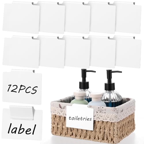 12 Stück Korb Etiketten Clips Weiß Clips Etikette Etikettenhalter Set Abnehmbare Preisschildhalter Label Halter für Lagerung Korb Speisekammer Küche Organisationsbox Aufbewahrungsbehälter von Hpmjz