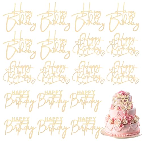Cupcake-Topper "Happy Birthday", goldfarben, verspiegelt, Acryl, Cupcake-Topper, Happy Birthday-Schild, goldene Einsätze, Kuchendekoration, Zubehör, Glitzerseite, goldene Kuchendekoration für Cupcake-Topper "Happy Birthday", goldfarben, verspiegelt, Acryl, Cupcake-Topper, Happy Birthday-Schild, goldene Einsätze, Kuchendekoration, Zubehör, Glitzerseite, goldene Kuchendekoration für von Hpmjz