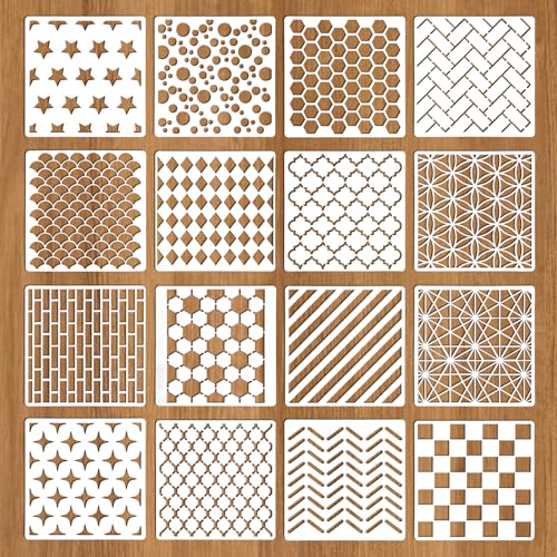 Geometrische Schablonen, wiederverwendbare Textur-Schablonen, Schicht-Schablonen, abstrakte Schicht-Schablone, moderne geometrische Muster, Texturen zum Malen an der Wand, Sammelalbum, Möbeldekoration von Hpmjz