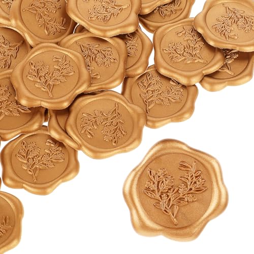 Hpmjz 25 Stück Goldene Wachssiegel Aufkleber Selbstklebende Wachssiegel Siegelaufkleber Wachssiegelsticker Dekoration für Einladungen Umschläge Weihnachtsgeschenken Hochzeit Geburtstagen Grußkarten von Hpmjz