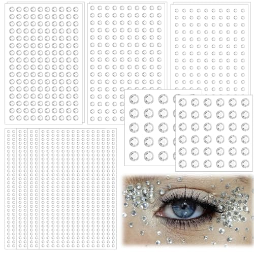 Hpmjz 3271 Stück Selbstklebend Silberne Strasss Aufkleber Glitzersteine Größe Mixed Selbstklebende Strasssteine Runde Schmucksteine Glitzer Strasssteine für DIY Fingernagel Dekorationen Klar von Hpmjz