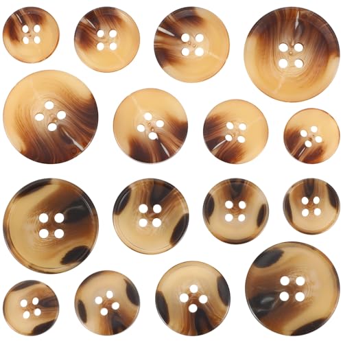 Hpmjz 40 Stück Harz Knöpfe für Bekleidung Buttons Knopf 4 Löcher 4 Größen Rund Knöpfen zum Basteln Rund zum Nähen Basis Button für Kleider Nähen DIY Handwerk und Dekorieren Kaffee-15,18, 20, 25MM von Hpmjz