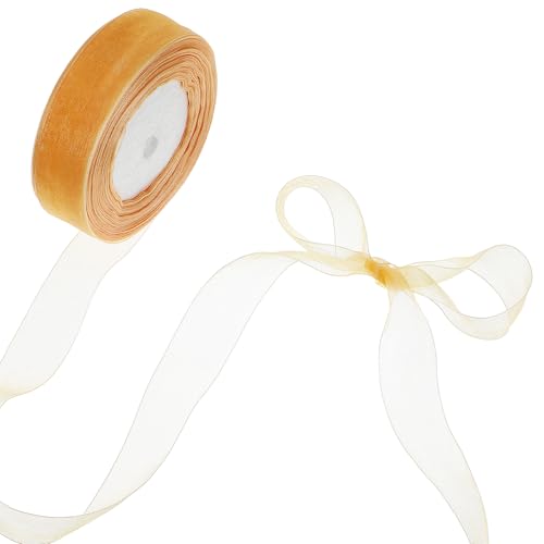 Hpmjz Durchsichtiges Organzaband, goldfarben, Chiffon, Tüllband, Geschenkverpackung, Dekoration für Weihnachten, Halloween, Muttertag, Hochzeit, Geschenkkorb, Blumenstrauß, Basteln, 2,5 cm, 45,7 m Hpmjz Durchsichtiges Organzaband, goldfarben, Chiffon, Tüllband, Geschenkverpackung, Dekoration für Weihnachten, Halloween, Muttertag, Hochzeit, Geschenkkorb, Blumenstrauß, Basteln, 2,5 cm, 45,7 m von Hpmjz
