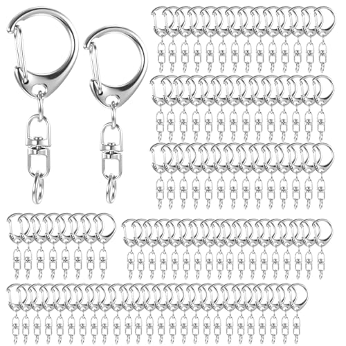 Hpmjz Karabinerverschlüsse, drehbar, silberfarben, Schlüsselringe, Metall-Schlüsselanhänger, Ringe, Premium-Schlüsselanhänger-Set für Schlüsselband, Schmuck, Basteln, 80 Stück von Hpmjz