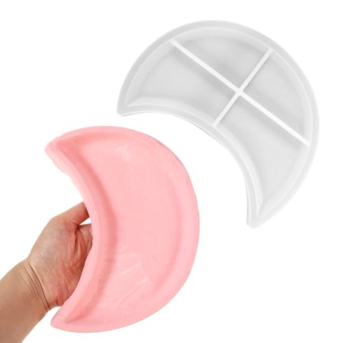 Hpmjz Moon Epoxidharz-Gussformen, Aufbewahrungsschale, Behälter, Epoxidharz, Gießform, Mond, Beton, Silikonschale, Aufbewahrungsbehälter für Schmuck, Untersetzer, Süßigkeiten, Kerzenhalter, DIY von Hpmjz