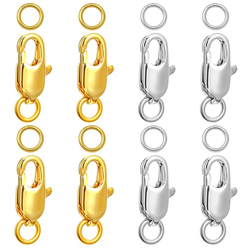 Karabinerverschlüsse mit geschlossenen Binderingen, 15 mm, klassisches Doppelend-Design, Halskettenverschlüsse und Verschlüsse, Ersatz für Halsketten, Armbänder, Schmuckherstellung, 8 Stück von Hpmjz