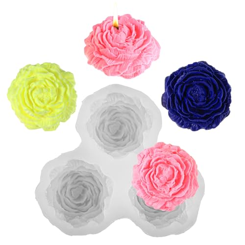 Silikonform Blumen Kerzen Formen Silikon Pfingstrose Silikonformen Gießformen 3D Mini Blume Kerzen Formen für Seife Schokolade Aromatherapie Dekoration Seifen Gips Harzhandwerk DIY von Hpmjz