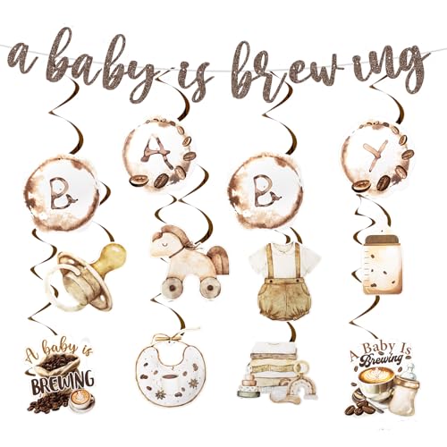 Kaffee Babyparty Dekorationen, 21pcs A Baby is Brewing Dekoration Banner Hanging Swirl Streamer für Kaffee Something Sweet is Brewing Geschlecht Enthüllung Babyparty Dekoration Kaffee Babyparty Dekorationen, 21pcs A Baby is Brewing Dekoration Banner Hanging Swirl Streamer für Kaffee Something Sweet is Brewing Geschlecht Enthüllung Babyparty Dekoration von Hpscdyo