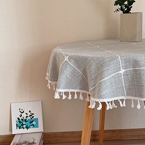 Hpxrom Gitter, rustikale Bauernhaus-Tischdecke, Baumwolle, Leinen, grau, staubdicht, waschbar, Boho-Stickerei, Tischdecke, schwere Tischdecke für Party, Küche, Esstisch, Dekoration, 121 cm Hpxrom Gitter, rustikale Bauernhaus-Tischdecke, Baumwolle, Leinen, grau, staubdicht, waschbar, Boho-Stickerei, Tischdecke, schwere Tischdecke für Party, Küche, Esstisch, Dekoration, 121 cm von Hpxrom