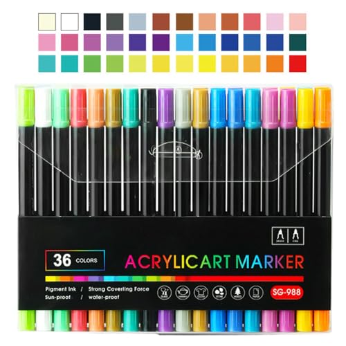 Hqunjikp Farbmarker, Acryl-Marker-Set, 24/36 Farben, wasserfest, Pinselspitze, Zeichnen, Kunstbedarf, Schreibwaren für Malerei, Graffiti, Handbuchherstellung Hqunjikp Farbmarker, Acryl-Marker-Set, 24/36 Farben, wasserfest, Pinselspitze, Zeichnen, Kunstbedarf, Schreibwaren für Malerei, Graffiti, Handbuchherstellung von Hqunjikp