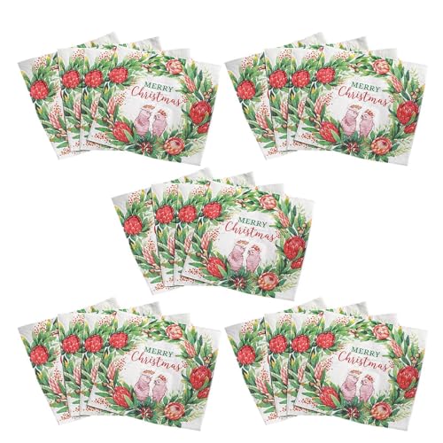 Hqunjikp Feiertagsservietten, 20 x dekorative Servietten mit Aufschrift "Merry Christmas", 16,5 x 16,5 cm, dekorative Dessert-Dinner-Handservietten, Servietten für Weihnachten, Abendessen, Dekoration Hqunjikp Feiertagsservietten, 20 x dekorative Servietten mit Aufschrift "Merry Christmas", 16,5 x 16,5 cm, dekorative Dessert-Dinner-Handservietten, Servietten für Weihnachten, Abendessen, Dekoration von Hqunjikp