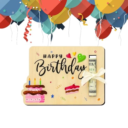 Hqunjikp Geburtstagskarten Geldhalter Ornamente | Happy Birthday Karte Dekoration | Kartenhalter für Geburtstage, Holz Geburtstagskartenbox für Kinder, Erwachsene, Familie von Hqunjikp