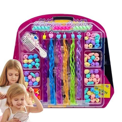 Hqunjikp Kinder-Haarperlen-Set zum Flechten, Haarschmuck für Mädchen, niedlicher Haarschmuck für Haarstyling, Haarflechten von Hqunjikp
