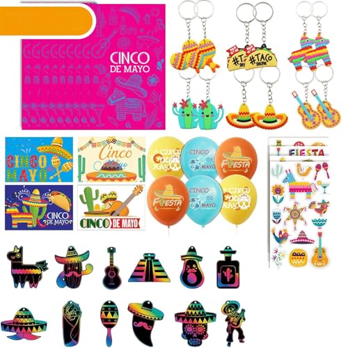 Hqunjikp Mexikanische Motto-Partygeschenke, Aufkleber zum 5. Mai, mexikanische Fiesta-Gummi-Armbänder, Karnevalsparty-Zubehör, mexikanische Geburtstagsparty-Zubehör, Dekorationen, -Foto-Requisiten von Hqunjikp