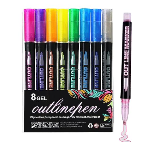 Hqunjikp Outline Pens Markers, Outline Markers, Super Squiggles Outline Marker Set, Coloring Lightstick Graffiti Pen, Shimmer Markers Outline Double, For Drawing, Greeting Cards Hqunjikp Outline Pens Markers, Outline Markers, Super Squiggles Outline Marker Set, Coloring Lightstick Graffiti Pen, Shimmer Markers Outline Double, For Drawing, Greeting Cards von Hqunjikp