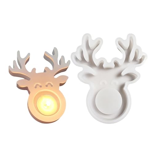 Hqunjikp Weihnachts-Kerzenhalter-Form, Kerzenhalter, Harzform, Elch, Kerzenhalter, Epoxidharz-Gussformen, handgefertigt, Kerzenhalter, Zement, Gipsform für Schreibtisch, Heimdekoration Hqunjikp Weihnachts-Kerzenhalter-Form, Kerzenhalter, Harzform, Elch, Kerzenhalter, Epoxidharz-Gussformen, handgefertigt, Kerzenhalter, Zement, Gipsform für Schreibtisch, Heimdekoration von Hqunjikp