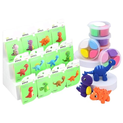 Lufttrocknender Ton für Kinder, kreative Formknete Geschenksets mit Werkzeugen, Modelliermasse für Kinder, Ltra leicht und weich, Modell Magic Clay Set, 12 Boxen, Kunst Handwerk & Mädchen von Hqunjikp