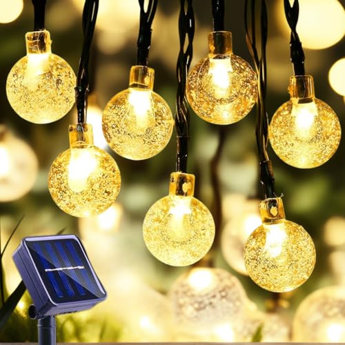 Hqynss Solar Lichterkette Aussen, 1x22M 150 LED Solarlichterkette Außen Wetterfest 8 Modi IP65 Wasserdicht Kupferdraht Lichterkette Außeneinsatz für Garten, Terrasse, Baum, Hof, Party (Warmweiß) von Hqynss
