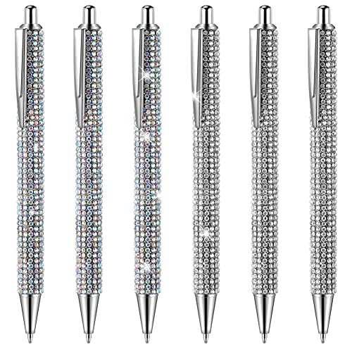 Hreyywo 6 StüCk SüßE Kugelschreiber Bling Diamantkugelschreiber Weihnachten Rhinestones Geschenk-Kugelschreiber Aus Silberfarbenem Metall. Ausgefallene Glitzernde Kristallstifte A von Hreyywo