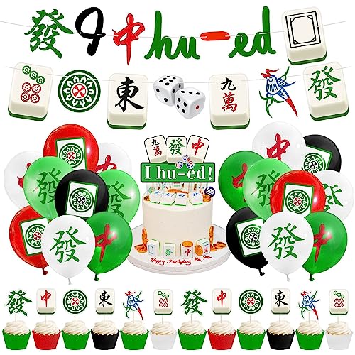 1set Mahjong Theme Party Dekoration Banner Kuchen Topper Für Geburtstag Neujahr Dekoration Rentenfeier Event Dekor Dekor von Hrippy