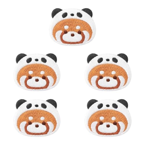 5 Stück Süßer Waschbär Stickaufnäher, Cartoon Kleiner Panda Nähaufnäher, Stickapplikation Für Kleidung, Rucksäcke von Hrippy