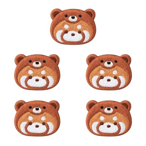 5 Stück Süßer Waschbär Stickaufnäher, Cartoon Kleiner Panda Nähaufnäher, Stickapplikation Für Kleidung, Rucksäcke von Hrippy