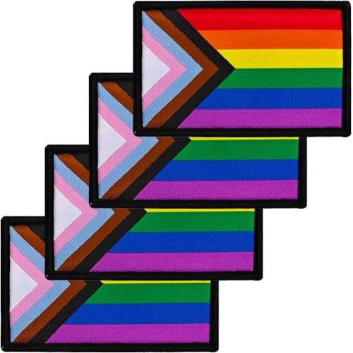 Hrippy 4pcs Progress Pride Regenbogenflagge Patch Schwule Flaggen Bestickte Patches LGBTQ Flags Military Patch Für Kleiderhut -rucksäcke Pride Dekorationen von Hrippy