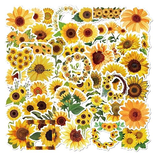 Sonnenblumen Graffiti Aufkleber 50pcs Trendy Art Stationery Sticker Vinyl Ästhetische Abziehbild Für Sammelalbum Telefongepäckdekoration von Hrippy