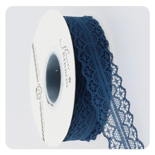 Hrlace 1 Roll Spitzenband Vintage 3cm Breit Spitzenborte Stoffband Dekoband Geschenkband Hochzeit Borten und Bänder zum Nähen für DIY-Hochzeitskostüme, Party, Tortenschachteln, 20 Yards dunkelblau von Hrlace