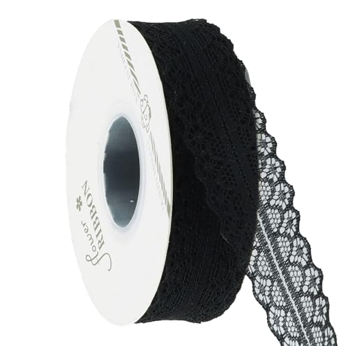 Hrlace 1 Roll Spitzenband Vintage 3cm Breit Spitzenborte Stoffband Dekoband Geschenkband Hochzeit Borten und Bänder zum Nähen für DIY-Hochzeitskostüme, Party, Tortenschachteln, 20 Yards Schwarz von Hrlace