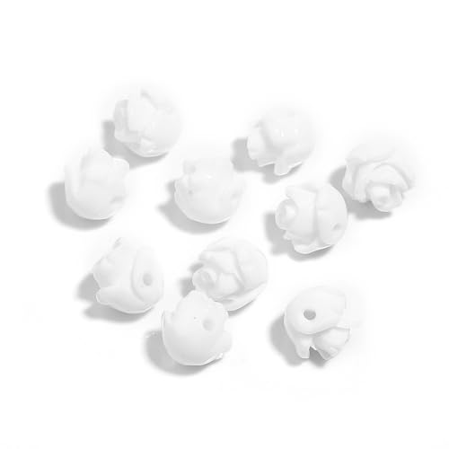 Hrlace 10 Stück Rose Blumen Perlen Harzperlen Gefärbte synthetische Korallenperlen Geschnitzte Blume Spacer Perlen Charms Lose Perlen für DIY Handwerk Armband Halskette Ohrring Weiß 6mm Hrlace 10 Stück Rose Blumen Perlen Harzperlen Gefärbte synthetische Korallenperlen Geschnitzte Blume Spacer Perlen Charms Lose Perlen für DIY Handwerk Armband Halskette Ohrring Weiß 6mm von Hrlace
