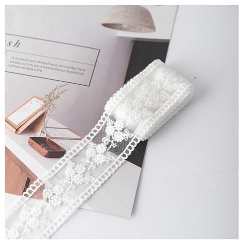 Hrlace 10 Yards Spitzenband Vintage Spitzenbordüre zum Nähen 4cm Breite Häkelspitze Trim Blumenband Spitze Zierband Geschenkband Spitzenstoff für DIY Handwerk Hochzeit Geschenk Dekoband Weiß 10 Yards von Hrlace