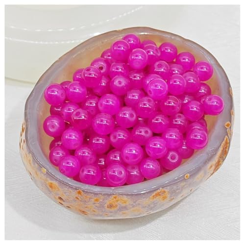 Hrlace 100 Stück Glasperlen zum Basteln Edelstein Perlen Rund Bunte Armband Bastel-Perlen Schmucksteine mit Loch für Schmuckherstellung DIY Handwerk Schmuck Armbänder E4#Fuchsia 8mm Hrlace 100 Stück Glasperlen zum Basteln Edelstein Perlen Rund Bunte Armband Bastel-Perlen Schmucksteine mit Loch für Schmuckherstellung DIY Handwerk Schmuck Armbänder E4#Fuchsia 8mm von Hrlace