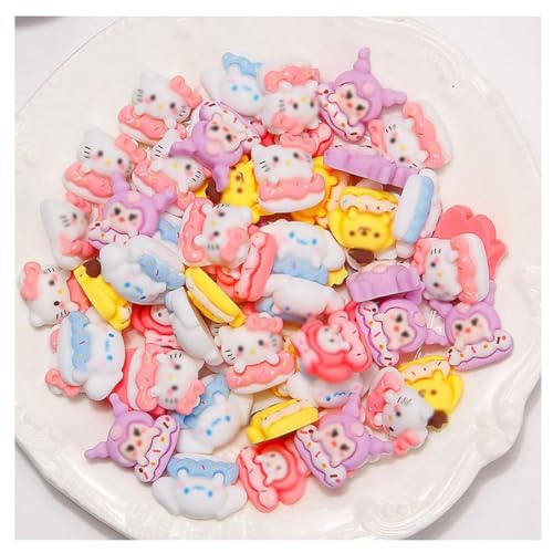 Hrlace 100 Stück Sortierte Schleim Anhänger Cartoon Tiere Charms Süße Süßigkeiten Harz Flache Rückseite Niedliche Sets 3D Mikro Landschaftsornamente für DIY Handwerk Scrapbooking Deko 5# 100pcs von Hrlace