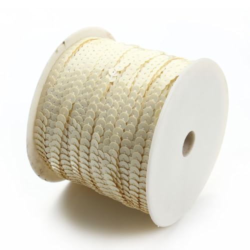 Hrlace 100 Yards Pailletten Rolle 6mm Paillettenband Flache Pailletten Glitzerband Bunte Paillettenrolle Paillette Spool String Shiny Trim für Nähen, Schmuck Machen, Basteln, 1 Rollen Beige Hrlace 100 Yards Pailletten Rolle 6mm Paillettenband Flache Pailletten Glitzerband Bunte Paillettenrolle Paillette Spool String Shiny Trim für Nähen, Schmuck Machen, Basteln, 1 Rollen Beige von Hrlace