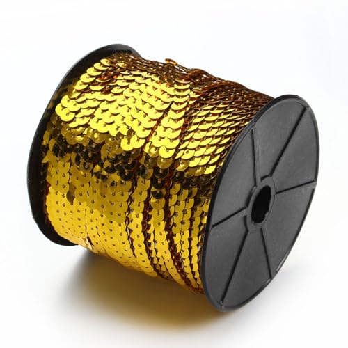 Hrlace 100 Yards Pailletten Rolle 6mm Paillettenband Flache Pailletten Glitzerband Bunte Paillettenrolle Paillette Spool String Shiny Trim für Nähen, Schmuck Machen, Basteln, 1 Rollen Gold Hrlace 100 Yards Pailletten Rolle 6mm Paillettenband Flache Pailletten Glitzerband Bunte Paillettenrolle Paillette Spool String Shiny Trim für Nähen, Schmuck Machen, Basteln, 1 Rollen Gold von Hrlace