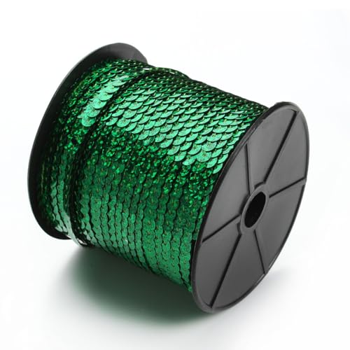 Hrlace 100 Yards Pailletten Rolle 6mm Paillettenband Flache Pailletten Glitzerband Bunte Paillettenrolle Paillette Spool String Shiny Trim für Nähen, Schmuck Machen, Basteln, 1 Rollen Grün Hrlace 100 Yards Pailletten Rolle 6mm Paillettenband Flache Pailletten Glitzerband Bunte Paillettenrolle Paillette Spool String Shiny Trim für Nähen, Schmuck Machen, Basteln, 1 Rollen Grün von Hrlace