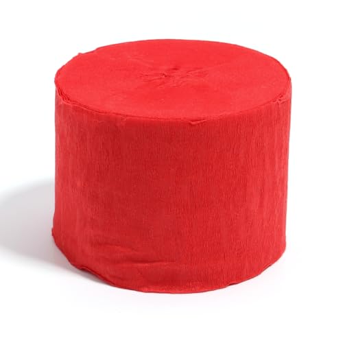 Hrlace 2 Rollen Krepppapier Bunt 18 Farben DIY Floristenkrepp Regenbogen Kreppbänder Krepppapier Luftschlangen Karneval Deko für Hochzeits & Partys & Feiertag(4.5 cm x 25 m) rot von Hrlace