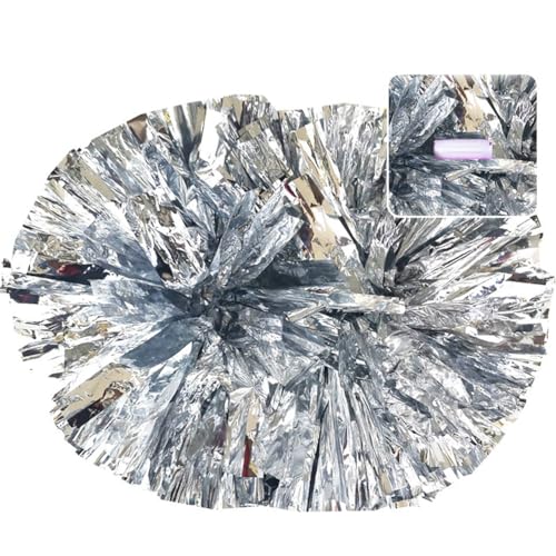Hrlace 2 Stück Cheerleading Pom Poms Metallfolie Cheerleader Pompons Bunte Cheer Blumenkugel Griffblumen Kunststoff Handblume für Erwachsene Kinder Sport Cheers Silber Handgriff L=35cm Hrlace 2 Stück Cheerleading Pom Poms Metallfolie Cheerleader Pompons Bunte Cheer Blumenkugel Griffblumen Kunststoff Handblume für Erwachsene Kinder Sport Cheers Silber Handgriff L=35cm von Hrlace
