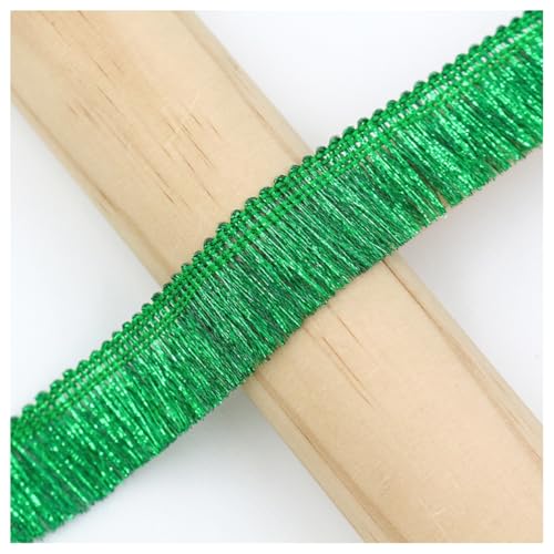 Hrlace 2.5cm Fransenbesatz Spitzenband Quastenborte Häkelband Fransenborte Fransenband zum Nähen für Hochzeiten lateinische Kleider Bühnenkleidung Tischdecke Vorhang Dekoration grün 2m von Hrlace