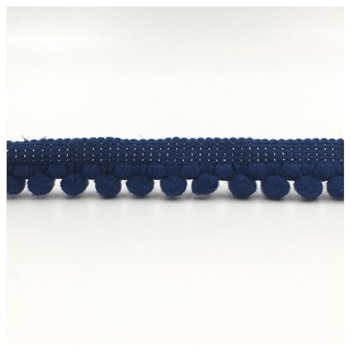 Hrlace 20 Yards 1.2cm Bunt Pom Poms Quaste Spitzenband Bommelborte Pom Poms Bälle Fransenbesatz Spitzenborte Pom Fransenband für Kleidung Kissen Kostüme Vorhänge Handwerk Marineblau von Hrlace